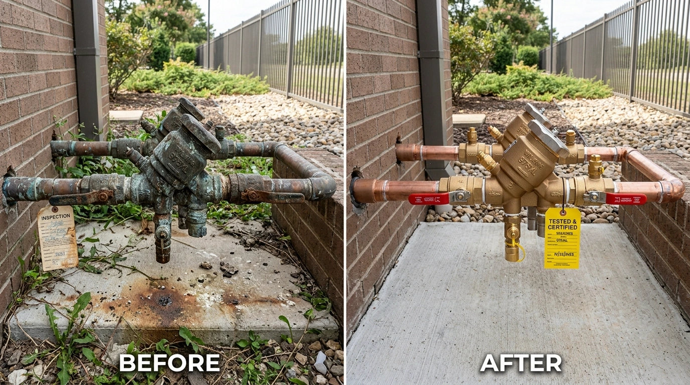 Before and After Backflow Testing Repair and Replacement by Fort Charle Plumbing in Charleston SC