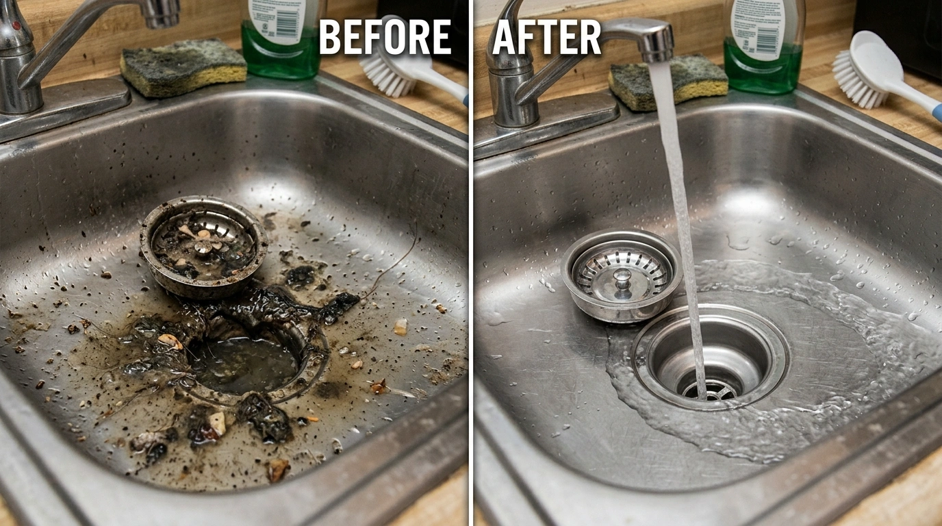 Drain Cleaning Service Before and After Results - Fort Charle Plumbing Charleston SC
