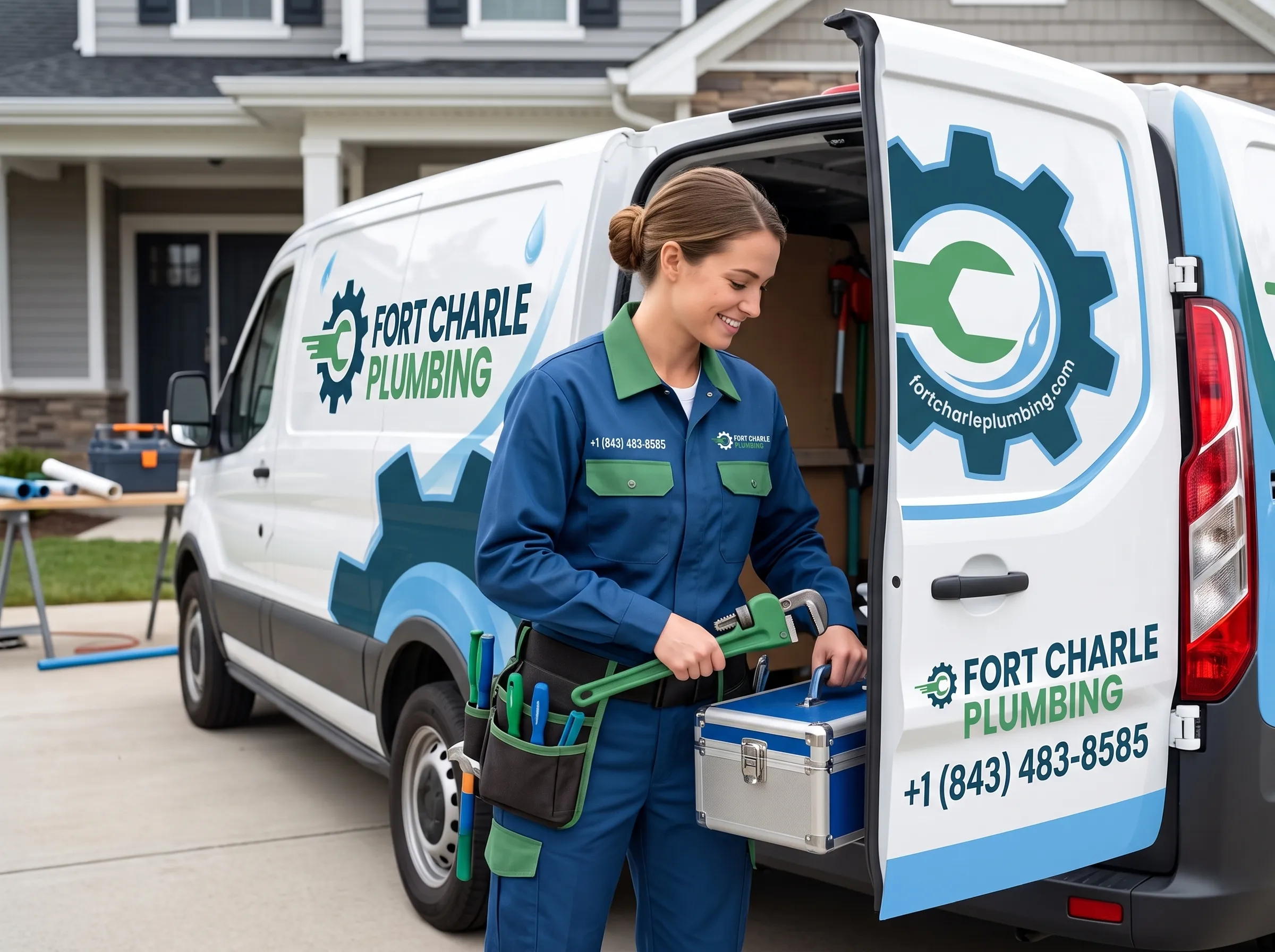 Fort Charle Plumbing technician preparing for on-site service call in Charleston SC