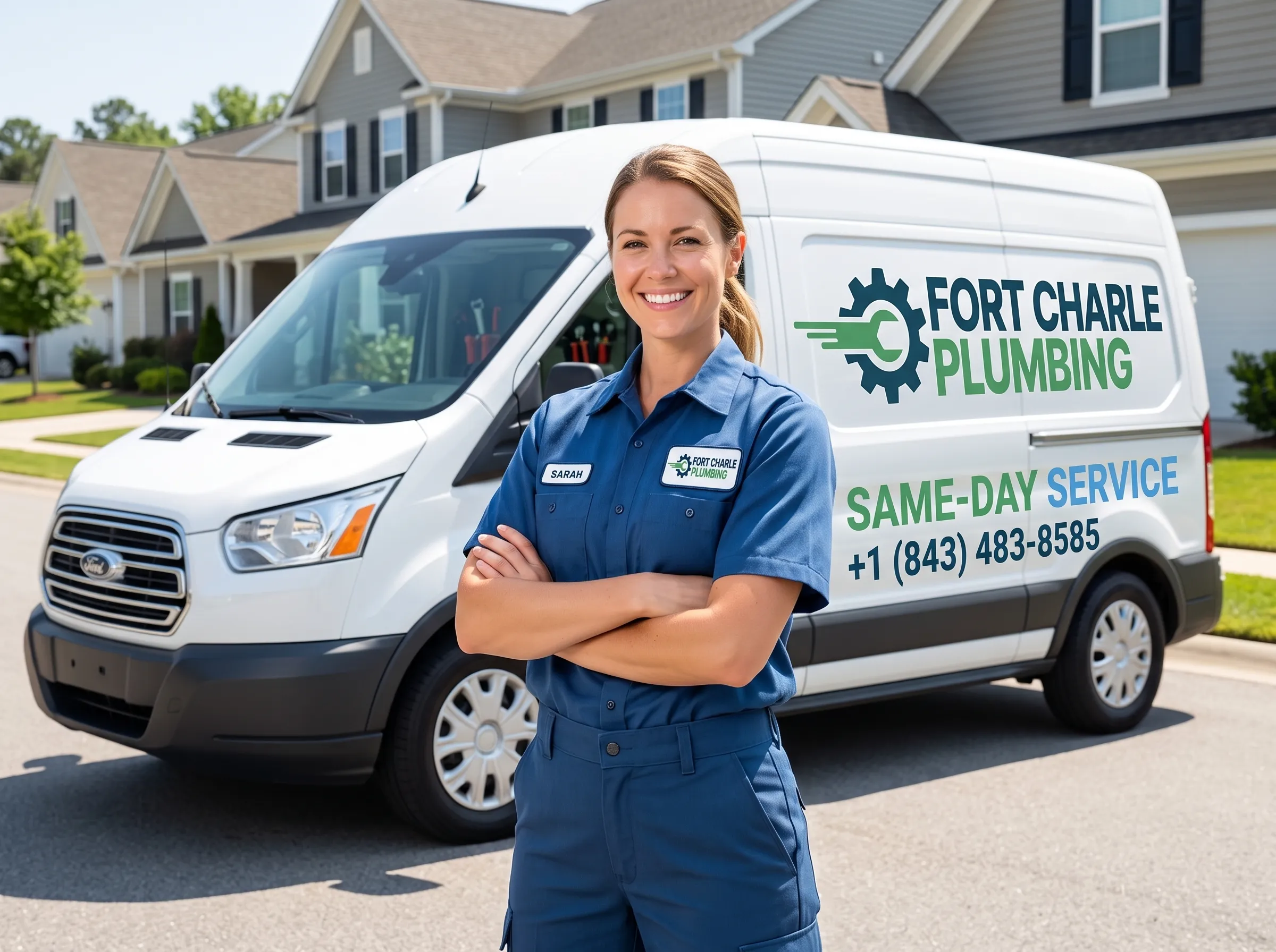Fort Charle Plumbing technician with same-day service van in Charleston SC