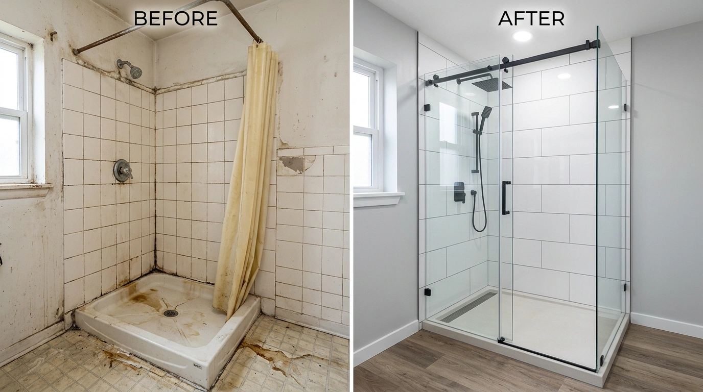 Shower Repair and Replacement Before and After — Fort Charle Plumbing Charleston SC